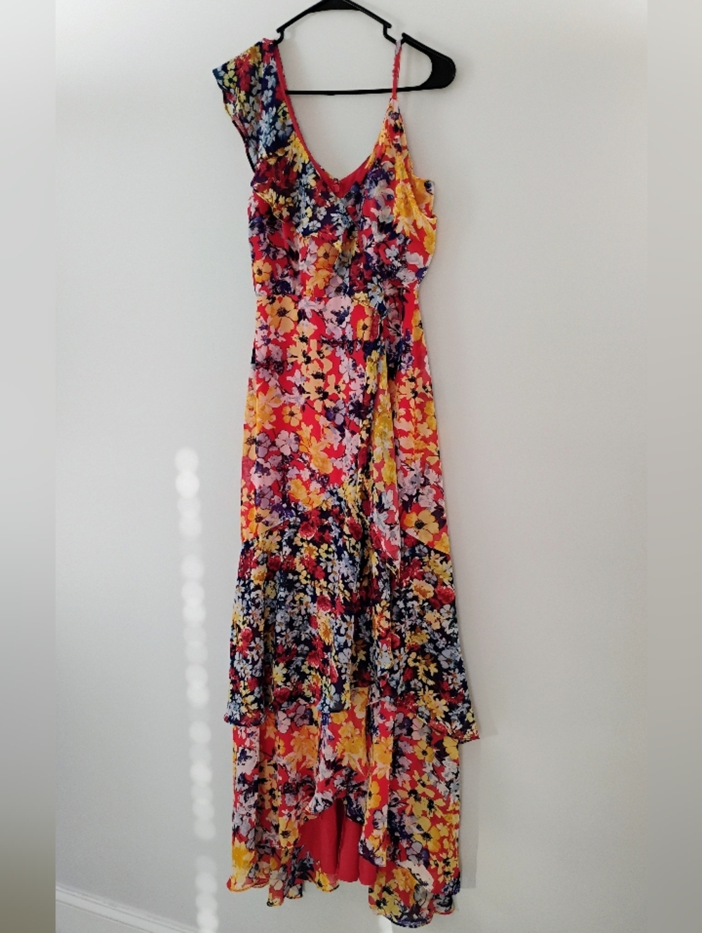 Lulu's Red Multi Floral High-Low Dress - Picture 3 of 9
